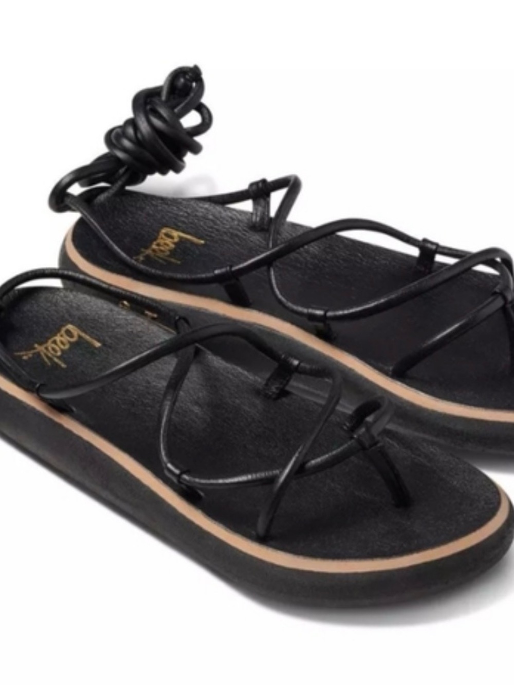 BEEK Chirpy Strappy Black Lace-Up Handmade Gladiator Sandals Leather Sz 8 $250